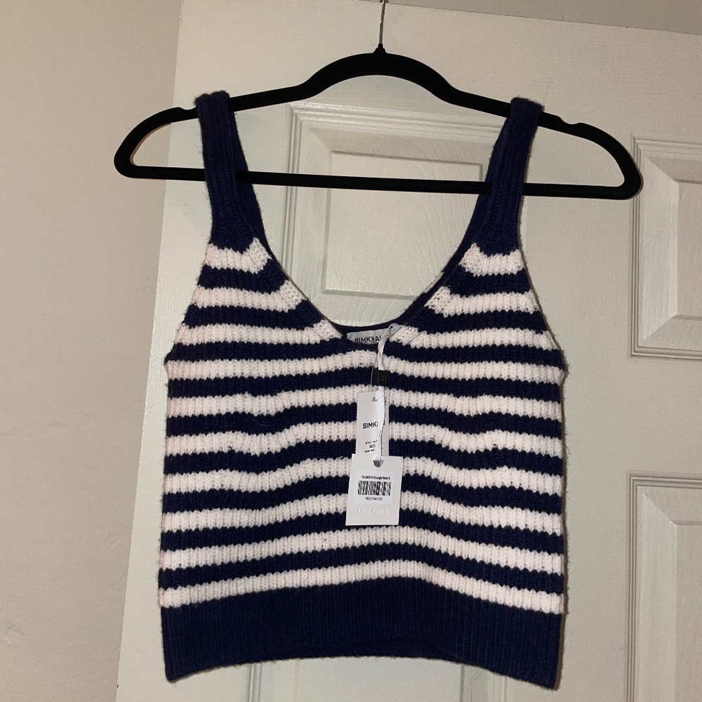 Simkhai top in navy and white size small